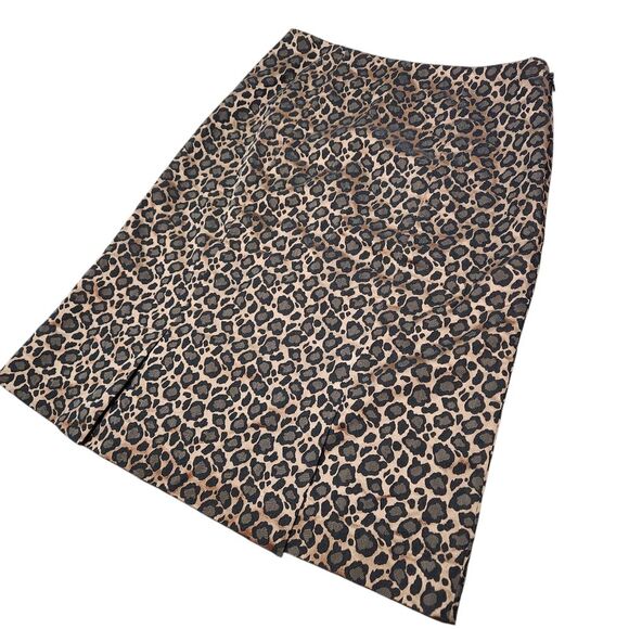 Vintage Y2K Harold's Skirt Leopard Print Brown Black Metallic Slit Ruffle‎ Hem 4 - Picture 4 of 9